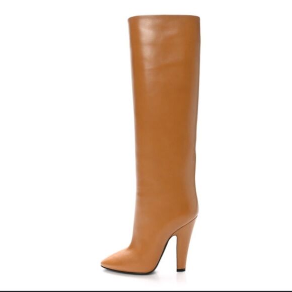 SAINT LAURENT Womens Over The Knee Soft Calf Skin Boot Size 39.5(9.5) In cognac - Picture 1 of 15